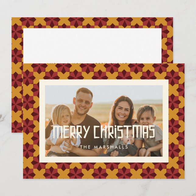 Fotos de patrón de Feliz Navidad Retro a mediados  (Anverso / Reverso)