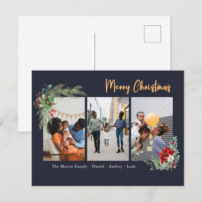 Fotos de personalizados, tarjeta postal navideña (Anverso / Reverso)