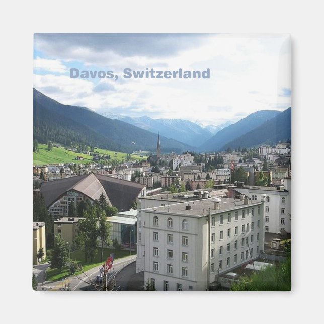 Fotos de recuerdo de fotos de Davos Suiza imanes (Frente)