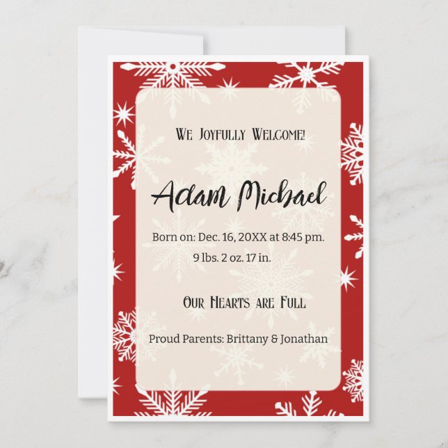 Fotos del anuncio del nacimiento del bebé navideño (Anverso)