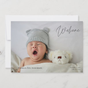 Fotos del bebé anuncio de nacimiento de caligrafía