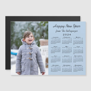 Fotos del calendario 2024 Feliz Año Nuevo azul cla