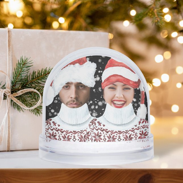 Fotos divertidas Navidades personalizados dejan qu (Funny Photo Personalized Christmas Let It Snow Snow Globe by Ricaso. Add two photos great gift idea)