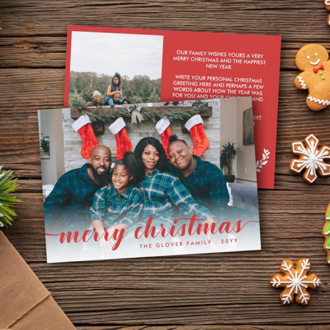 Fotos familiares caligrafía roja Feliz Navidad (Subido por el creador)