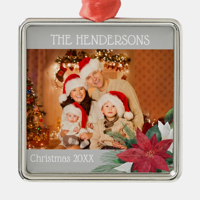 Fotos familiares metalizado Ornamento navideño Poi (Frente)