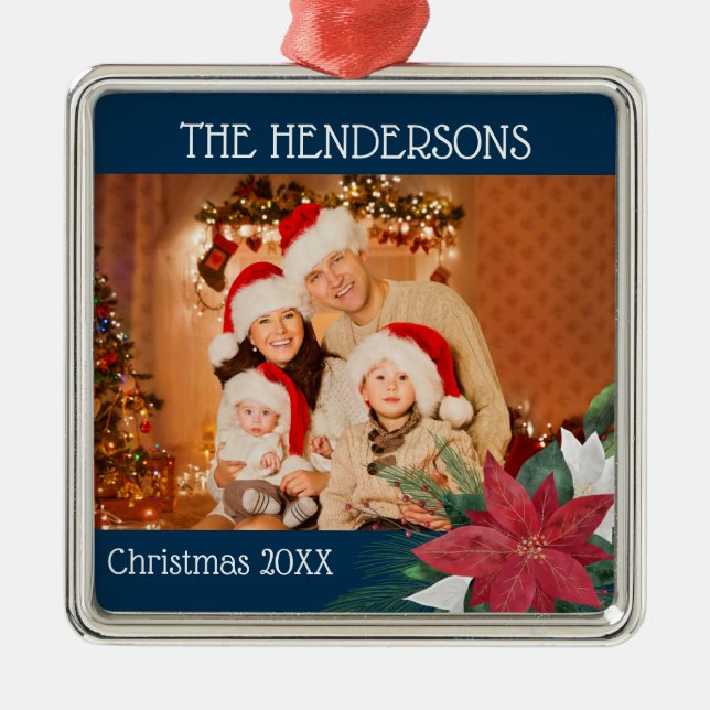 Fotos familiares metalizado Ornamento navideño Poi (Frente)