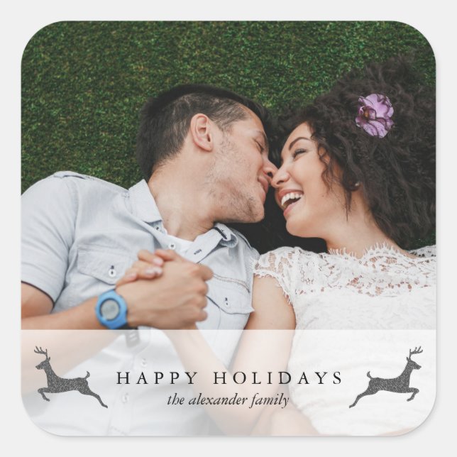 Fotos felices de feriados con Pegatina de ciervos (Anverso)