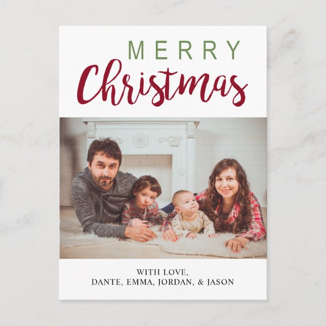 Fotos navideñas de Feliz, postal Red Green Elegant (Anverso)