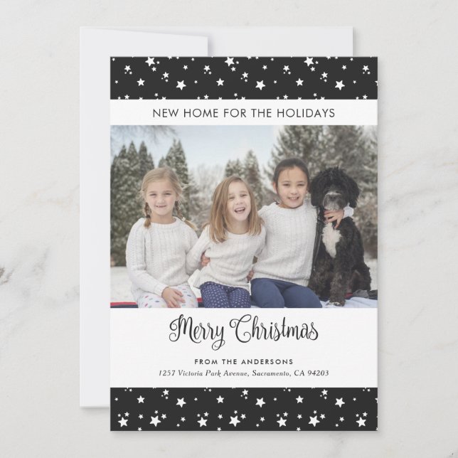 Fotos negras Nueva casa para las tarjetas de vacac (Anverso)