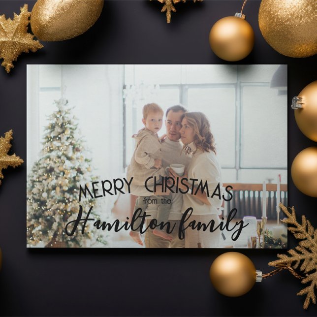 Fotos personalizadas de Feliz Navidad (Merry Christmas Personalized Photo Holiday Cards by Ricaso. Add your own photograph and text)