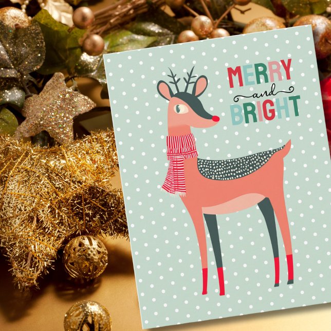 Fotos personalizadas de Navidad con renos lindos e (front)