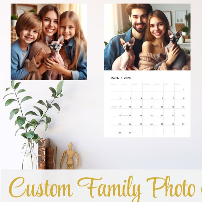 Fotos personalizadas del calendario Sphynx Kitten  (2026 Personalize Sphynx Cats Family Photo Calendar)