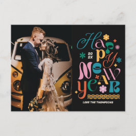 Fototarjeta postal de vacaciones de Año Nuevo con