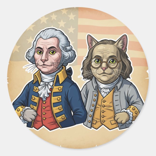 Founding Pawthers - 4 de julio Cat Pegatina (Anverso)