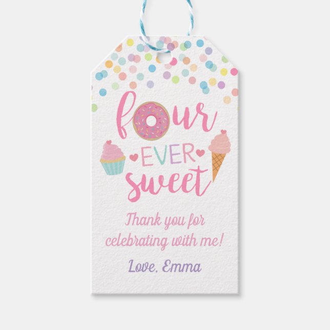 Fourever Sweet Birthday Party Gift Etiqueta (Anverso)