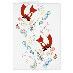 Fox Acorn Floral y Fern Woodland Pattern