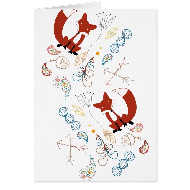 Fox Acorn Floral y Fern Woodland Pattern (Frente)