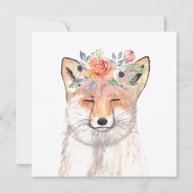 Fox acuarela Naranja Brown Wildlife Art Animal (Anverso)