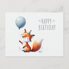 Fox adorable con tarjeta de cumpleaños de globo