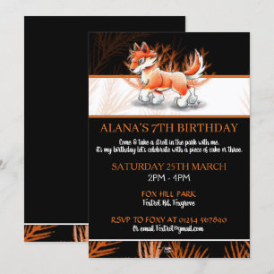 Fox Autumn Walk - Invitaciones de cumpleaños a la 