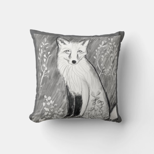 FOX BLANCA EN COJÍN DECORATIVO GRIS (Anverso)