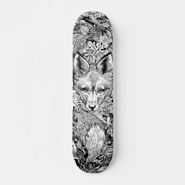Fox blanca y negra + Skateboard Skate Decks natura (Anverso )