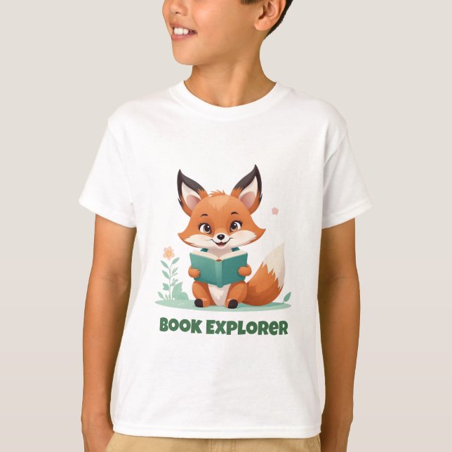 Fox Book Explorer Niños leyendo camiseta (Anverso)