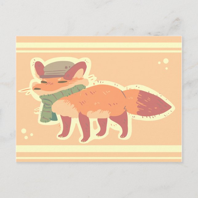 Fox con Gorra y tarjeta postal Scarf (Anverso)