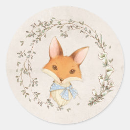 Fox con Sello para sobres azul de floral Wreath