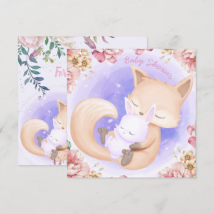 Fox Con Una Invitación De Baby Shower De Un Bunny