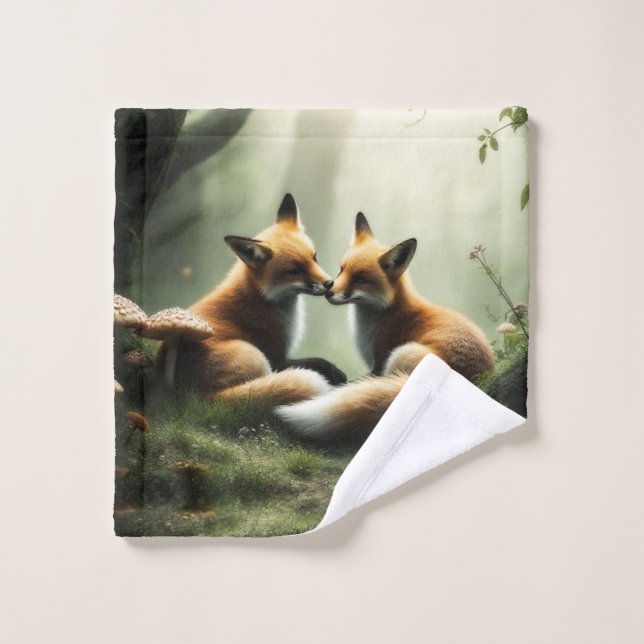 Fox Cuddle en un bosque polvoriento (Toallita)
