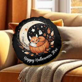 Fox de Halloween personalizada y almohada redonda 