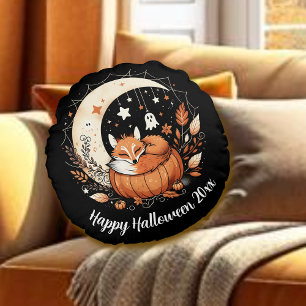 Fox de Halloween personalizada y almohada redonda
