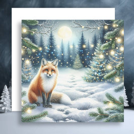 Fox de Invierno en un caprichoso Navidad forestal