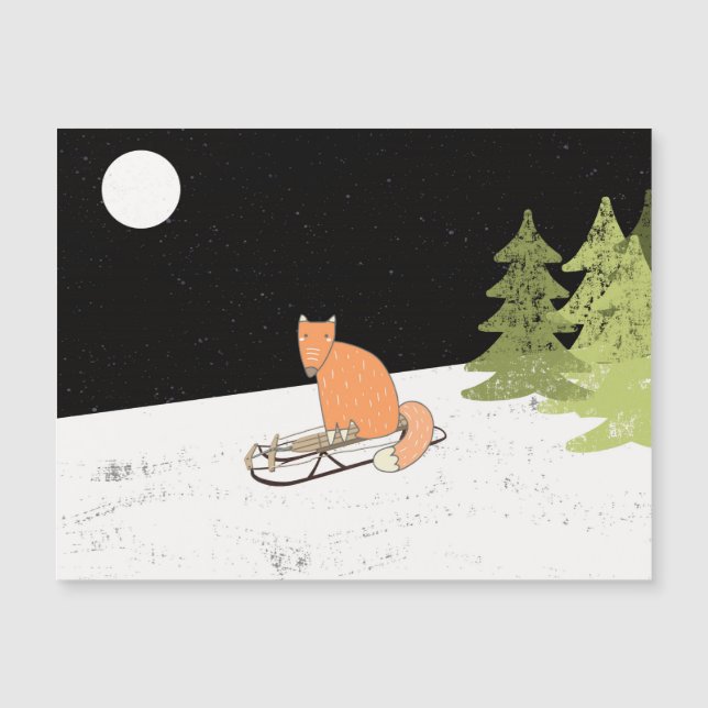 Fox de Sledding de invierno - Ilustracion (Anverso)