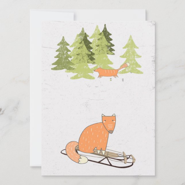 Fox de Sledding de invierno - Ilustracion (Anverso)