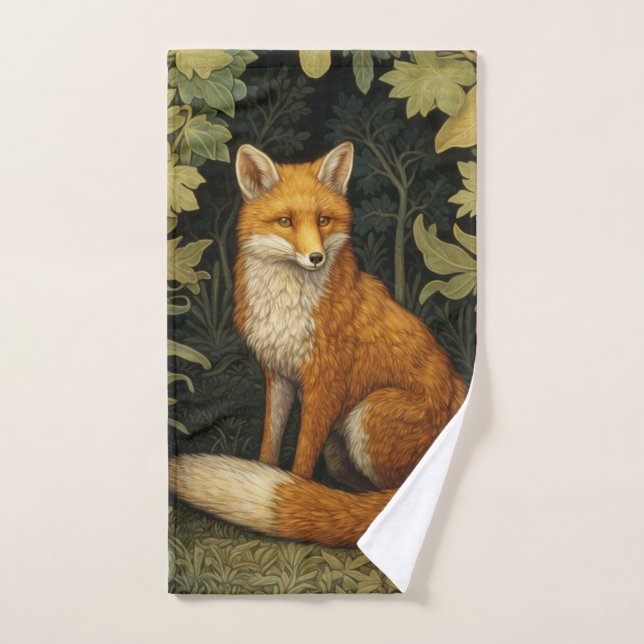 Fox en el bosque, estilo Art Nouveau (Toalla de mano)