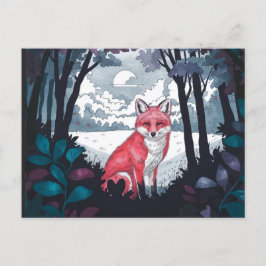 Fox en la tarjeta postal de limpieza forestal