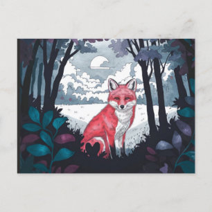 Fox en la tarjeta postal de limpieza forestal