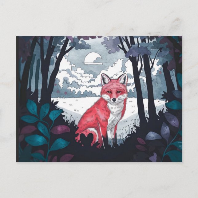 Fox en la tarjeta postal de limpieza forestal (Anverso)