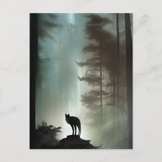 Fox en un bosque polvoriento - Tarjeta de Arte de  (Anverso)