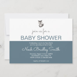 Fox gris - Invitación Baby Shower 7x5 (horizontal)