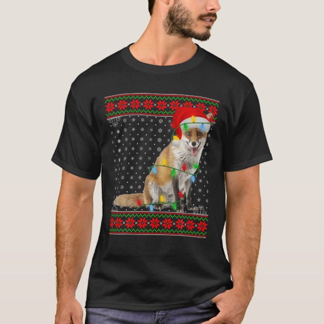 Fox Lights Xmas Ugly Sweater Santa Fox Navidades (Anverso)
