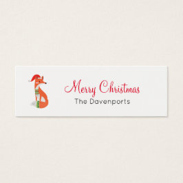 Fox naranja en Red Santa Hat Feliz Navidad