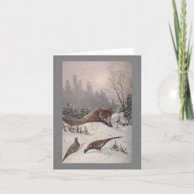 FOX & PHEASANTS ~ DÍA INVIERNO MUTADO ~ TARJETA DE (Anverso)
