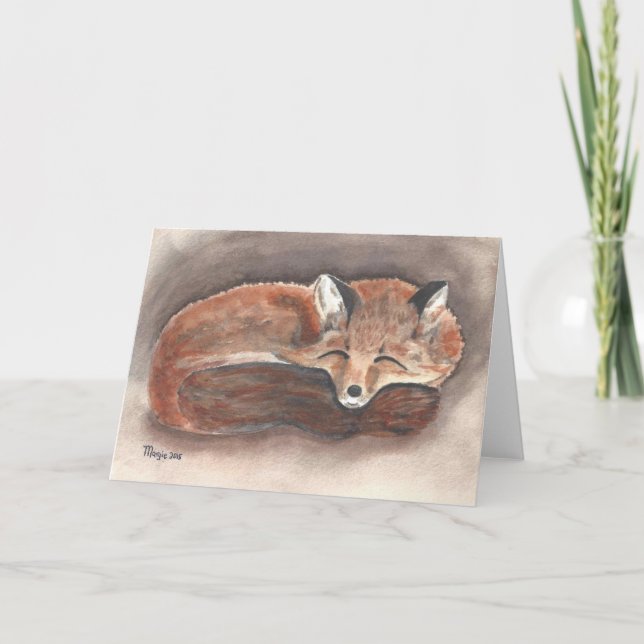 Fox que duerme en tarjeta del día de fiesta de la (Anverso)