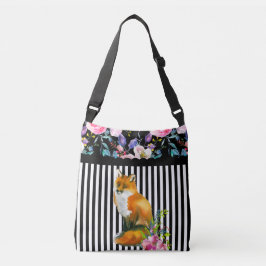 Fox rojo floral y bolso de Crossbody de la raya
