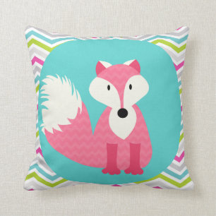 Fox rosado de Chevron en el Cojín decorativo de la