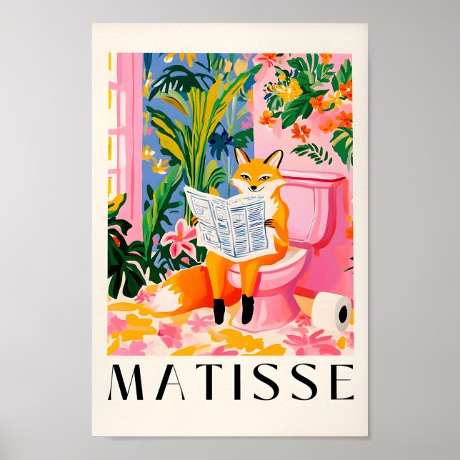 Fox Sobre Una Impresión De Toilet, Funny Bathroom  (Frente)