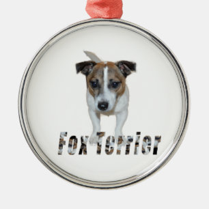 Fox Terrier Con Logo, Ornamento Metalizado.